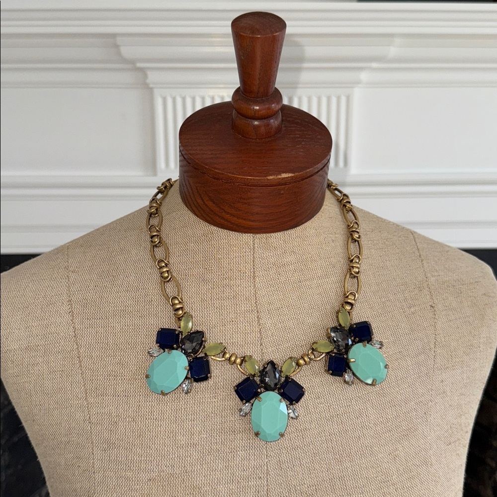 J Crew Necklace Multi Color Faux Gem and Rhinestone 18 inch Statement - Picture 5 of 12